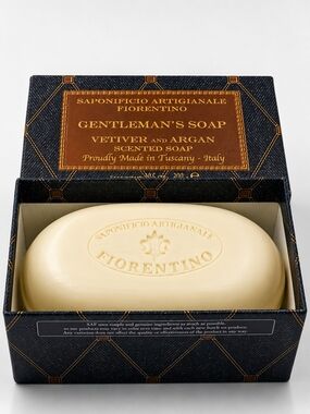 Fiorentino Gentleman’s Soap - Vetiver & Argan. Soap net wt. 10,5o, - 300g e